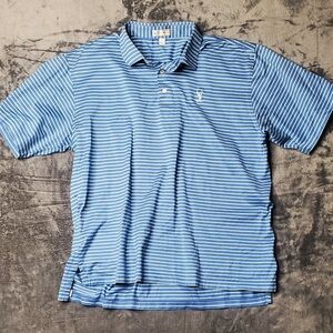 Peter Millar Blue and White Striped Polo Shirt